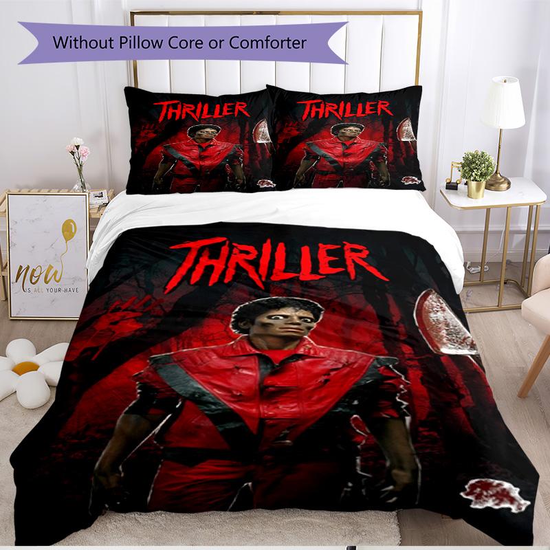 3pcs Duvet Cover Set (1*Duvet Cover + 2*Pillowcase, Without Core), Michael Jackson Print Soft All‑Season Bedding Set, Home Bedroom Decor Gift