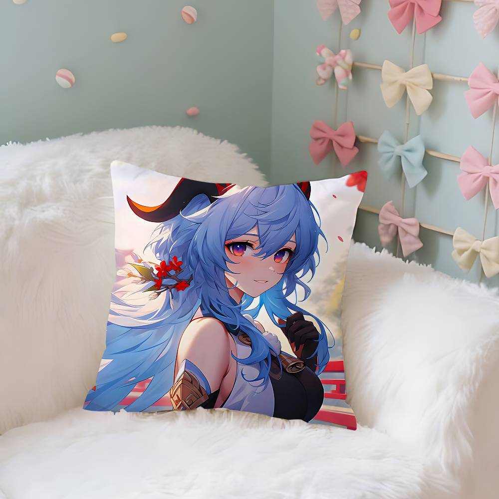 GGanyuGGenshin Case Plush Fabric Soft Pillowcase Double Sided Print Cushion Cover Household Gifts