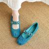 Fashion New Spring/Summer Cow Suede Women Pumps Shoes for Women Fashion Rivet Round Toe Mary Jane Shoes Low Heels Flat Shoes Women