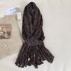 Vintage Cotton and Linen Scarf for Women Autumn and Winter Printed Thin Pleated Scarf Silk Scarf