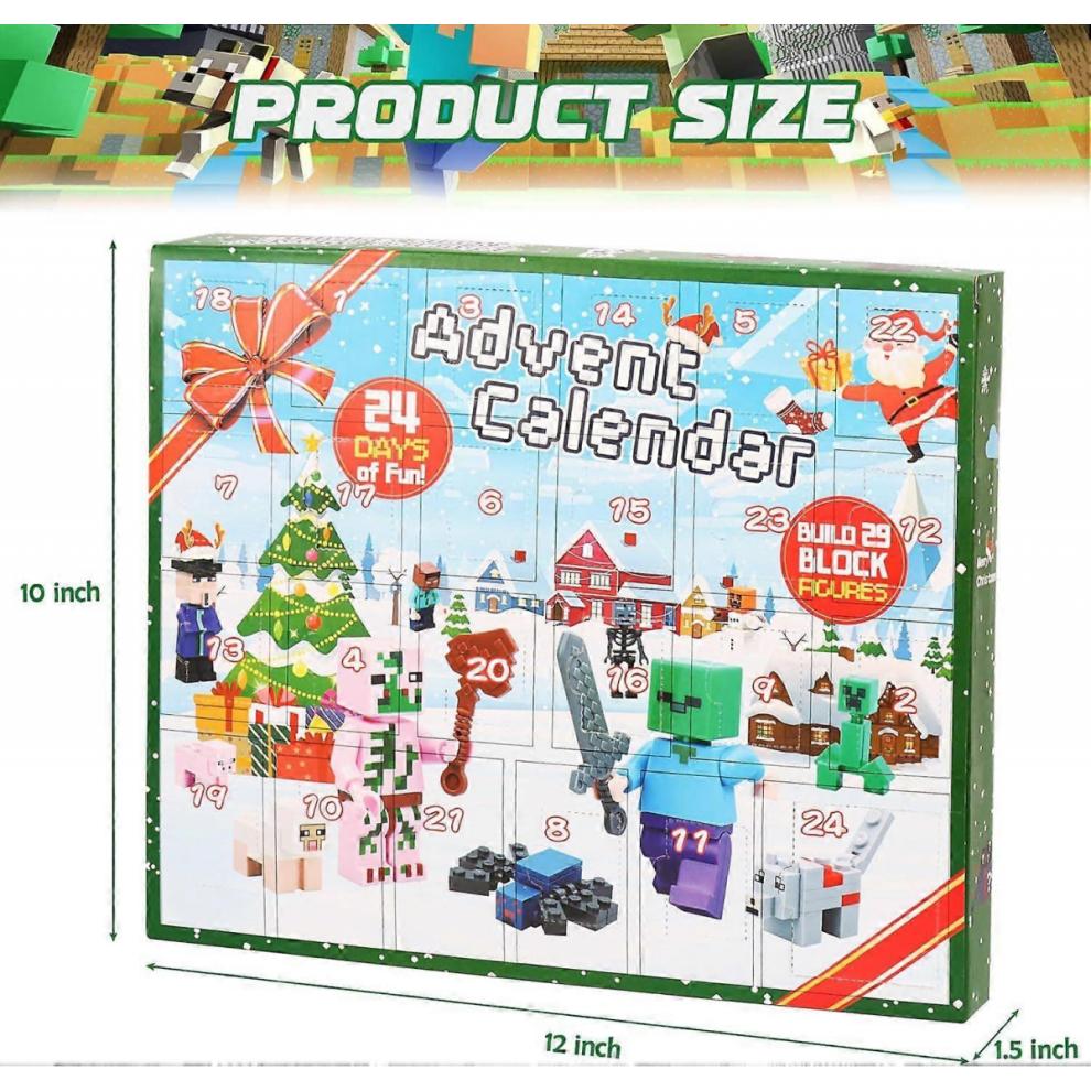 Minecraft Advent Calendar 2025: 24 Days Building Blocks Toy Figures Countdown Christmas Gift for Boys
