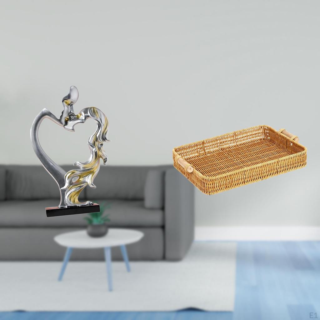 Figurine And Woven Fruit Basket Decorative Set for Bedroom Wedding Bookshelf Cabinet Home Desktop
