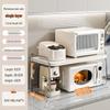 Double Layer Microwave Oven Storage Rack - Multi-functional Kitchen Countertop Shelf with Pull-out for Rice Cooker