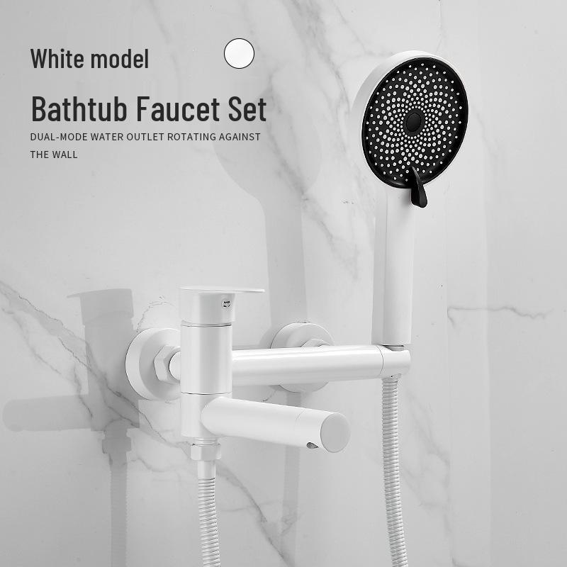 Black Brass Bathroom Bathtub Faucet Set with Shower Head and Hot/Cold Mixer Valve