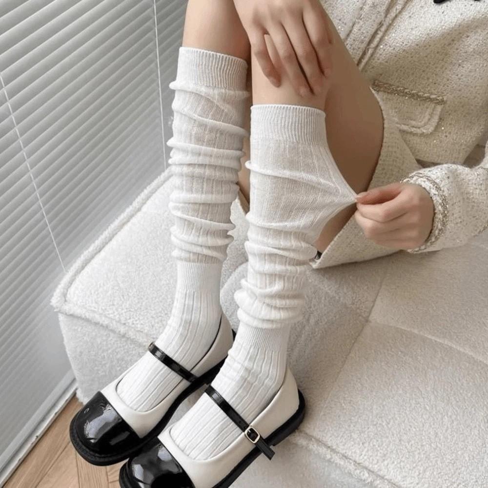 1pair Loose Long Stockings Breathable Mid-Calf Socks Sweet Lolita Ballet Stockings Women