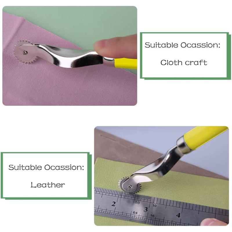 Stitch Marking Spacer with Wooden Handle Needle Point Tracing Wheel 2/3pcs Sewing Tools for Leather Craft Cloth Sewing