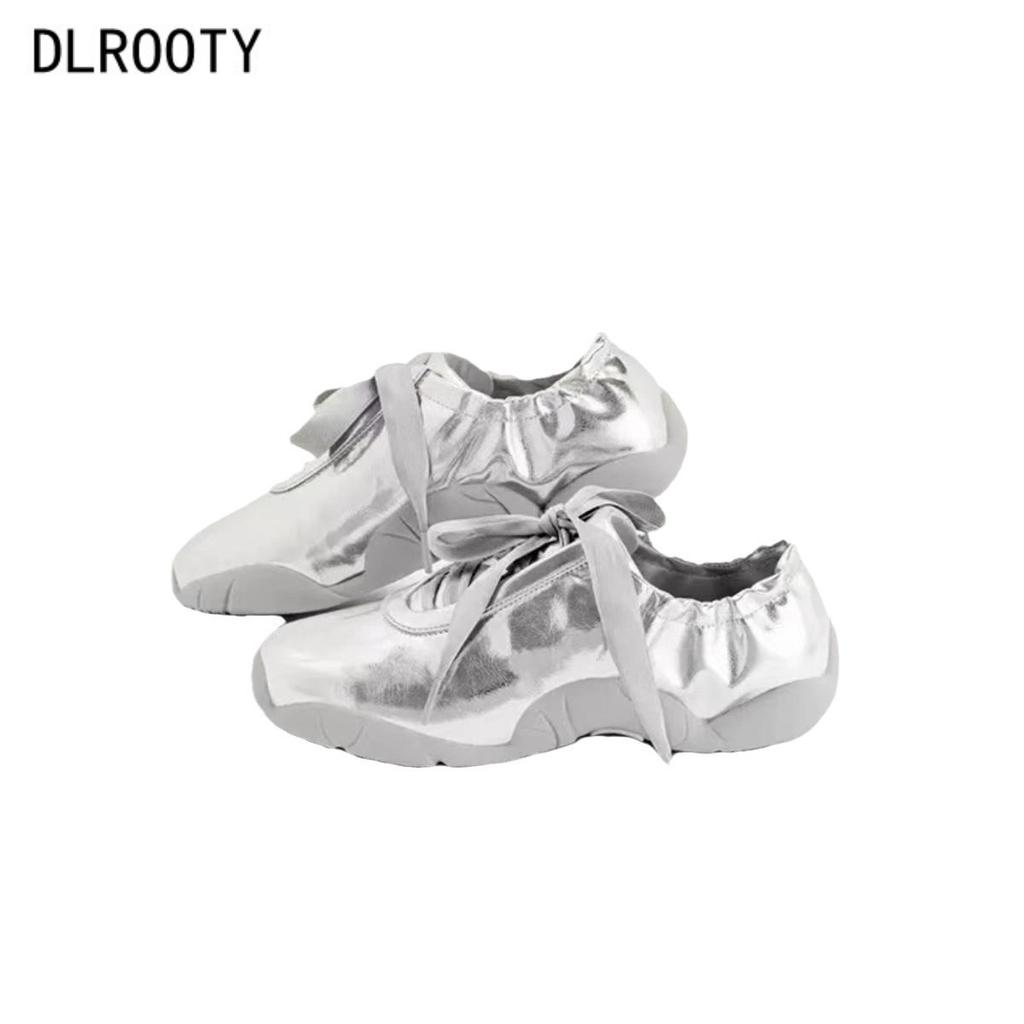 Fashion Women Silver Ballet Shoes Spring Autumn Elegant Buckle Square Toe Flats Spring Autumn Party Slip on Loafers Zapatos Planos Mujer