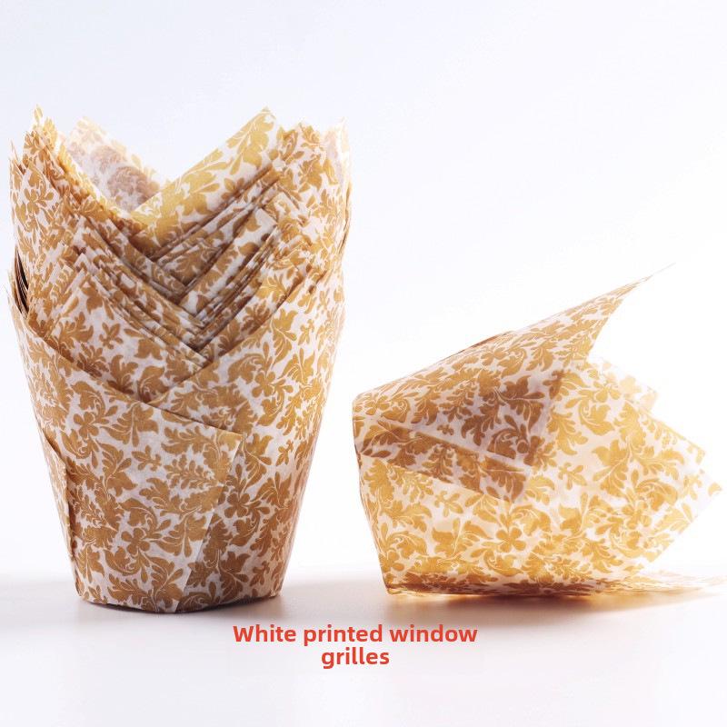 Mehrfarbige Flammen Hochtemperatur Ölfest Tulpenförmige Cupcake-Förmchen