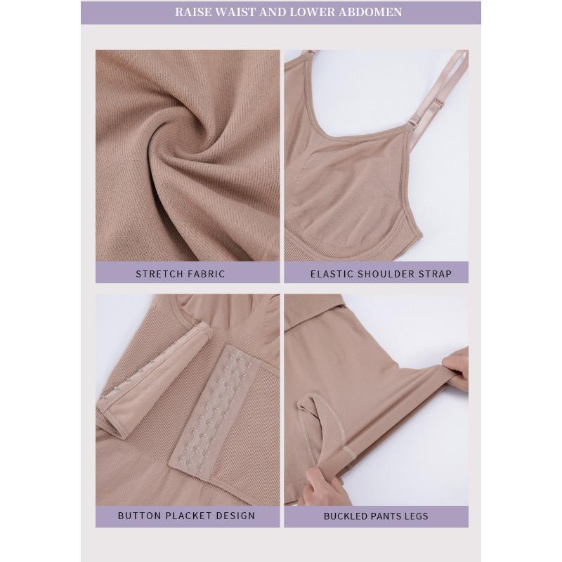 Spaghetti Strap Front Hook Buckle Full Body Tummy Control Slimming Shapewear Bodysuit
