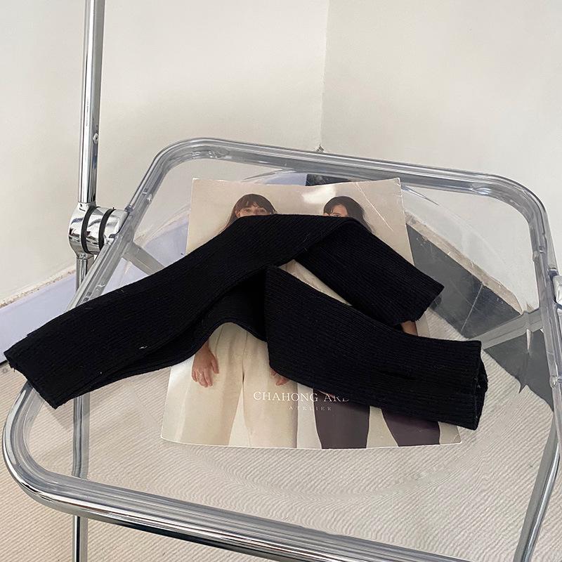 Petrolfarbene einfarbige lange fingerlose Damen-Armstulpen aus gestrickter Wolle - Warm und kältefest