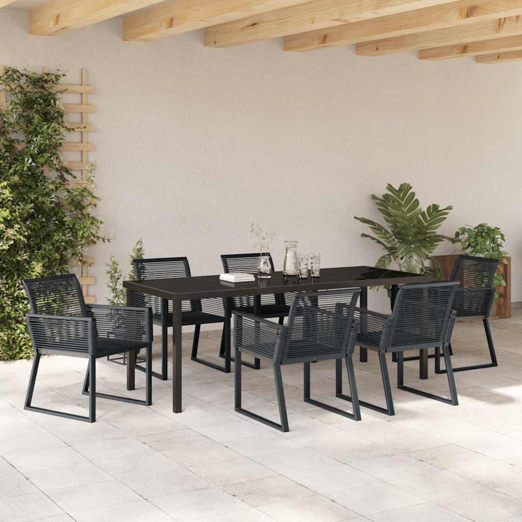 Garden Dining Set 7 pcs Black Powder Coated Steel