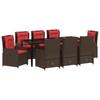 9 Piece Brown Poly Rattan Garden Dining Set with Cushions