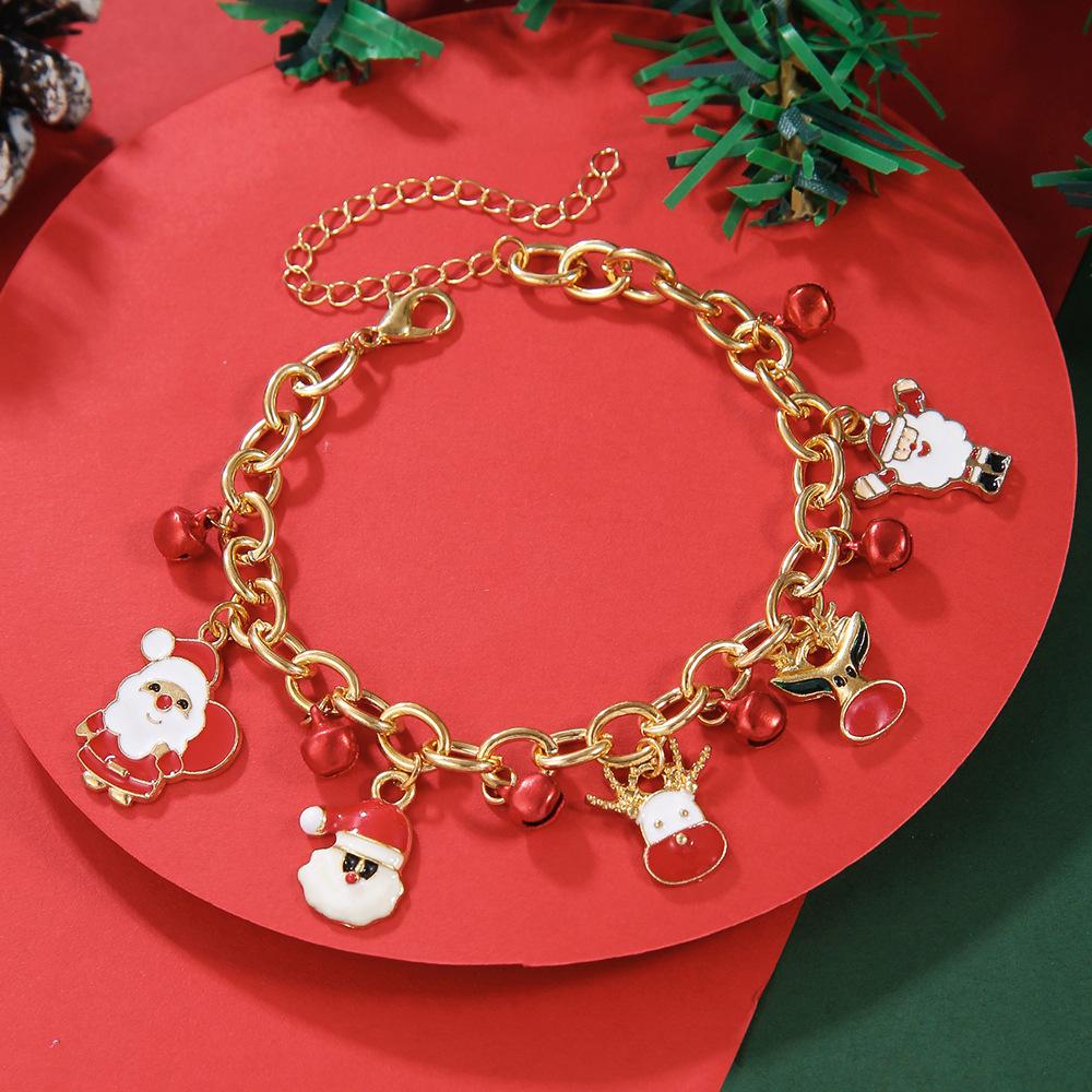 Christmas Bracelet Bell Pearl Jewelry Snowflake Elk Pendant Bracelet Christmas Bracelet Festive Ornaments