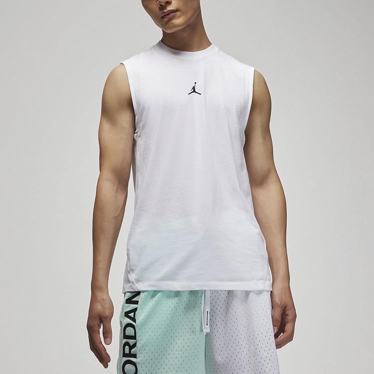 Jordan Letter Logo Velvet Print Crew Neck Heavyweight Basketball Training Sleeveless Tank Top Men Tops White DM1828-100