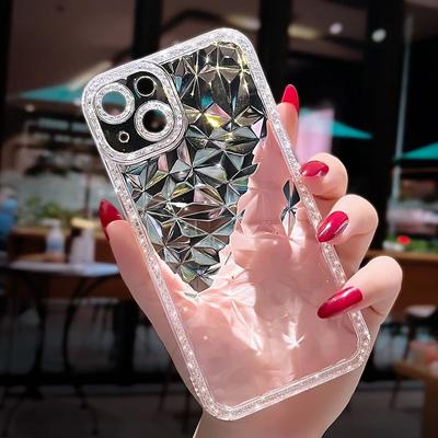 Crystal Glitter Diamond Pattern Phone Case For iPhone 16 15 14 12 11 Pro Max X XR XS Max 13 Pro Transparent Shockproof Soft Back Cover