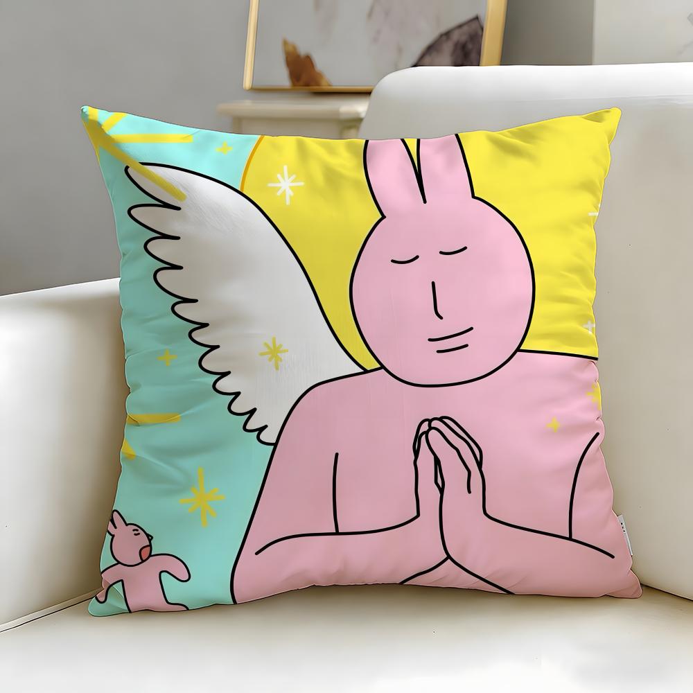 Klassische Cartoon-Freund Hase Kissenbezug Weich Leicht zu Waschen Kissenhülle Vielseitig für Sofa Bett Reisen und Büro