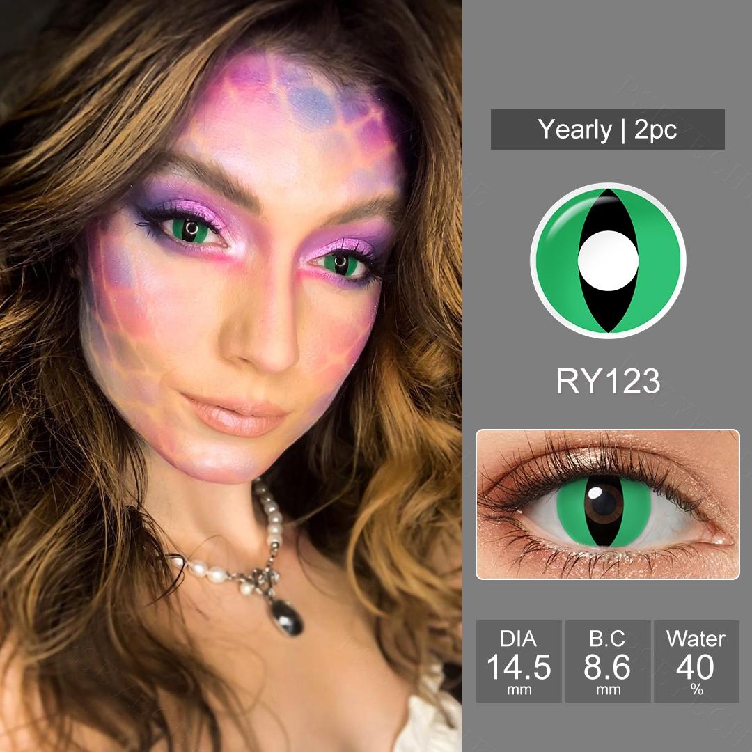 

Pseyeche белые контактные линзы для косплея «кошачий глаз» коричневые контактные линзы с леопардовым принтом «кошачий глаз» контактные линзы для Хэллоуина аксессуары в стиле аниме 14.5mm зелёный