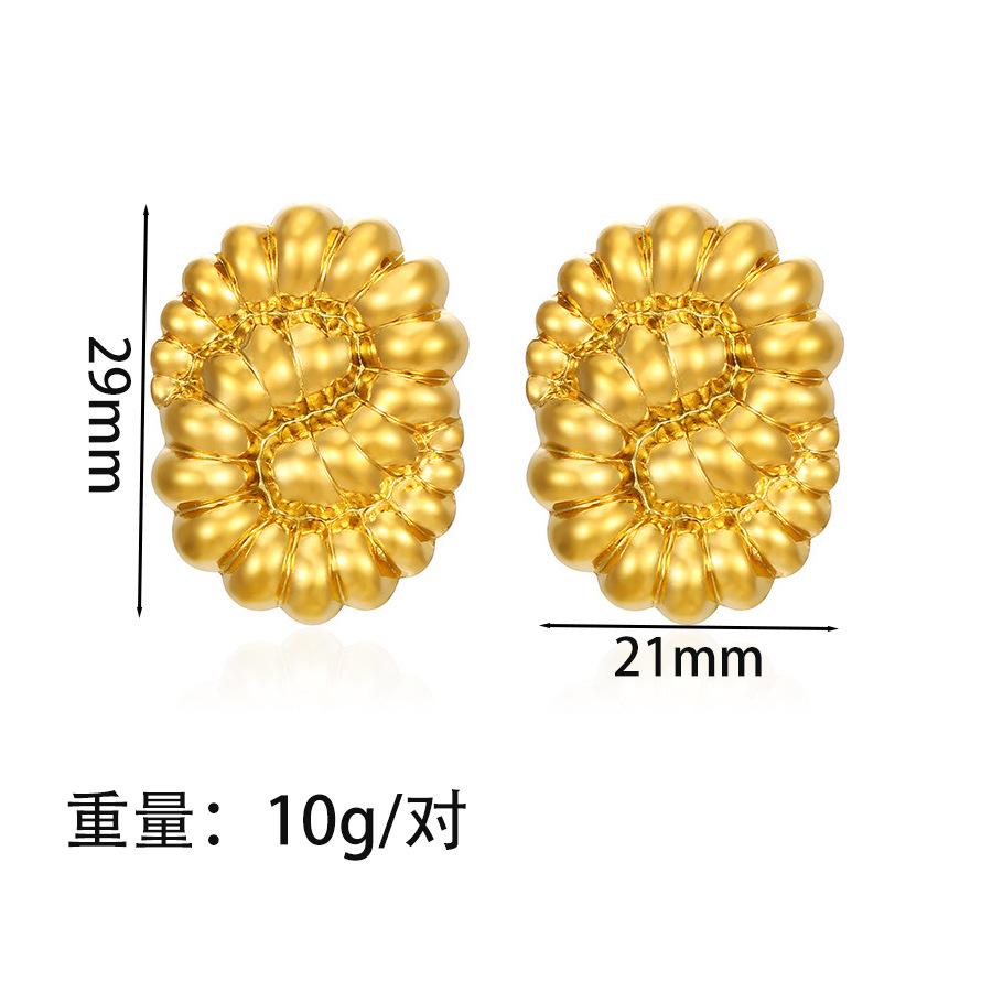 Hot-selling niche personality retro temperament stud earrings geometric texture modeling design titanium steel earrings Ready to ship золотой