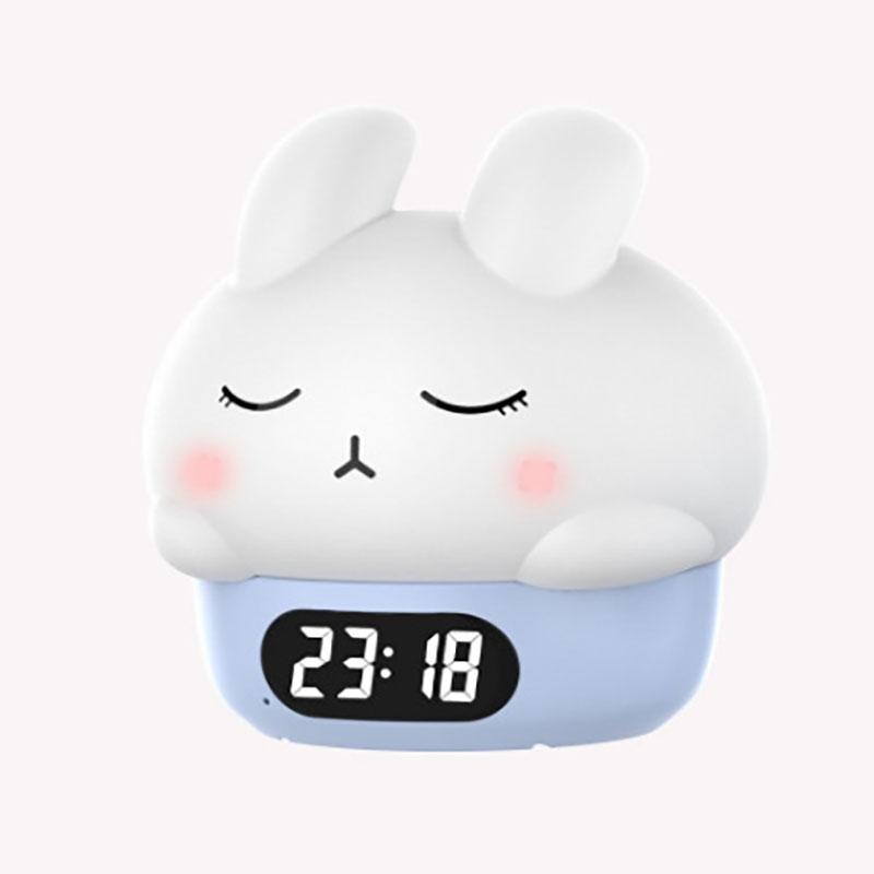New Animal Party Digital Clock with Night Light: Shy Bunny & Doodle Duck Smart Soft-Light Mini Alarm Clock with Digital Temperature Display