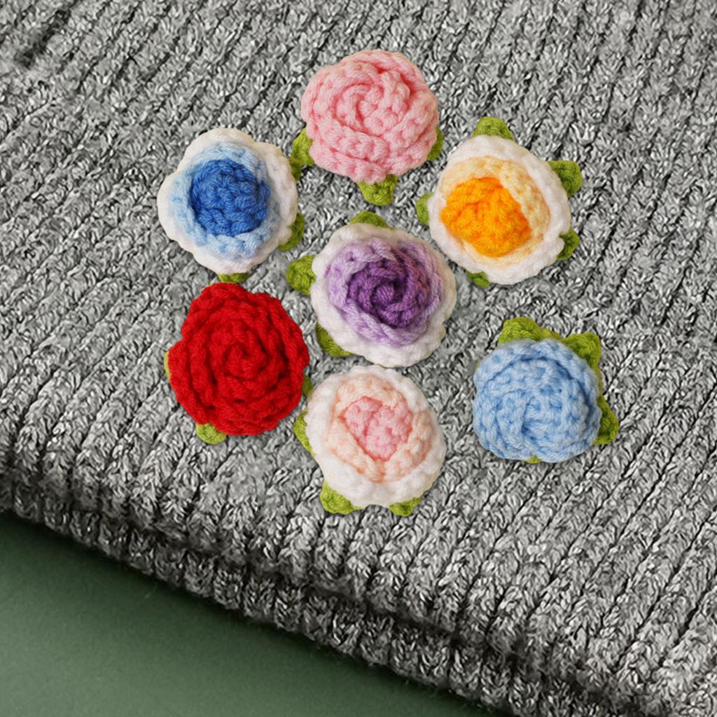 Knitted Flowers Smal Flowers Finished Handmade Flowers Artificial Flowers Crochet Flowers for Hair Clothes Decoration