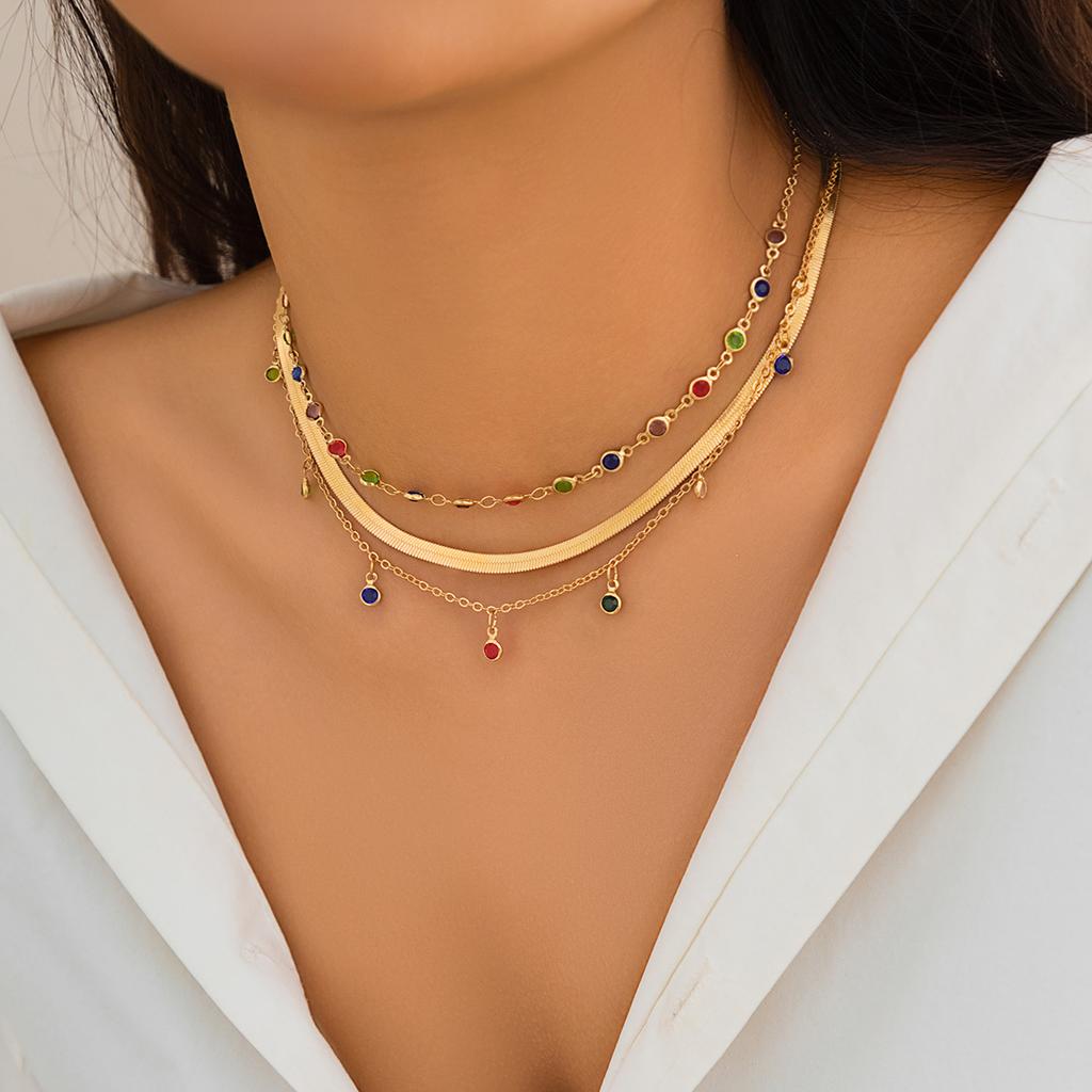 Layered Chain with Colorful Crystal Choker Necklace for Women Trendy Wedding Jewelry on the Neck 2026 Fashion Accessories Female