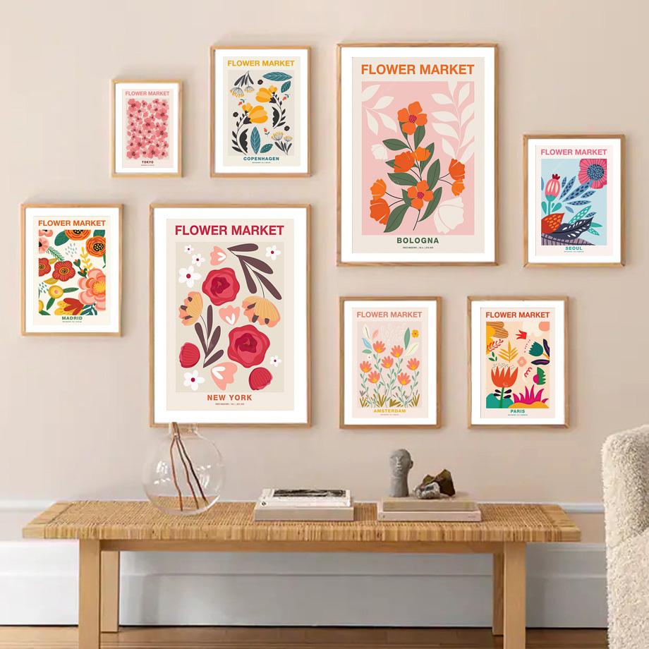 Väggkonsttryck Canvasmålning New York Madrid Matisse Retro Tokyo Blomstermarknad Nordisk affisch Inredningsbilder för vardagsrummet