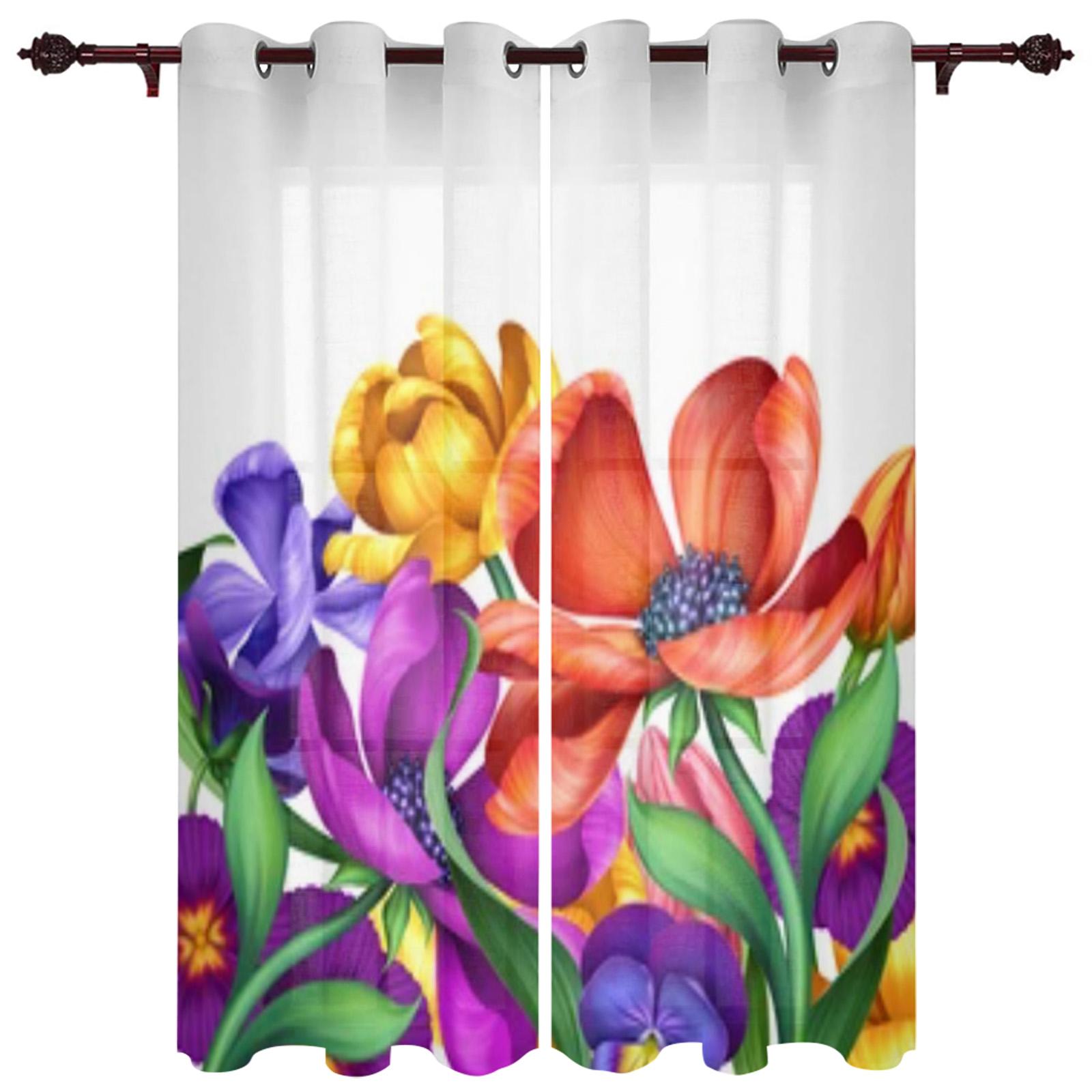 Фиолетовый завод цветок оконная занавеска спальня гостиная оконные шторы кухонные — фото 12