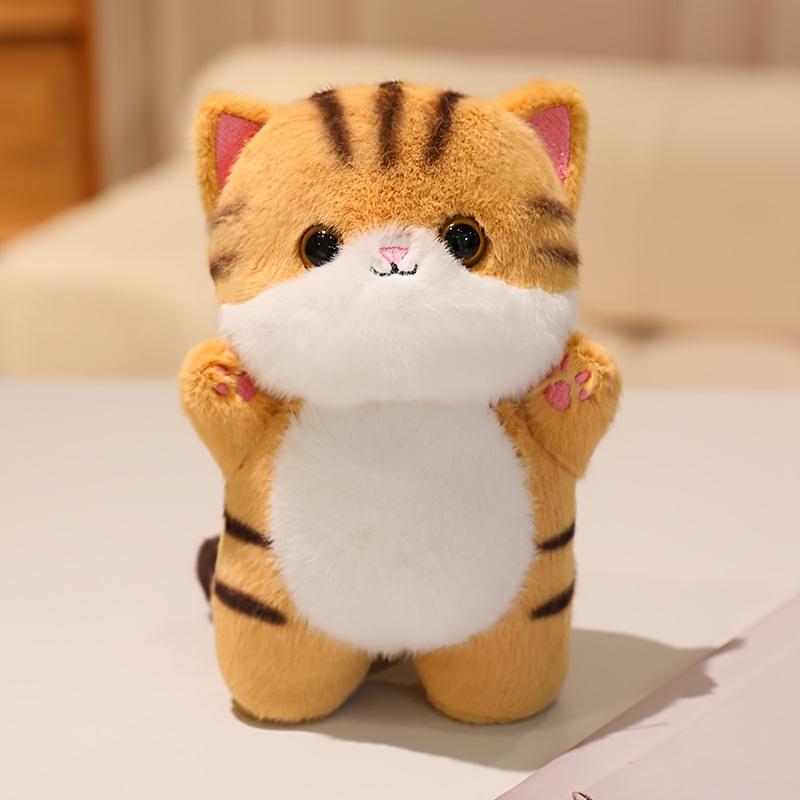 Soft Plush Cat Stuffed Animals - Cute Siamese-like Kitty with Expressive Eyes, Fluffy Ears - Beige/Gray/White/Black Colors - Safe Plush Toy for Kids,