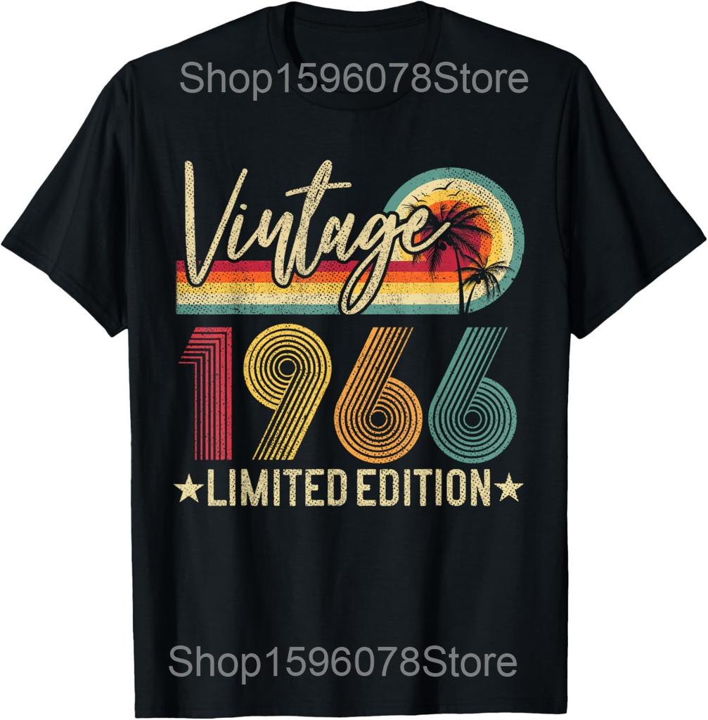 Vintage 1966 59th Birthday Gifts Men Women 59 Years Old T Shirts Pure Cotton Tee Shirt Short Sleeve Unisex Loose Clothing