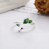 Adjustable Enamel Leaf Ring Oil Drop Women's Ring Elegant Leaf Opening Ring  Gifts