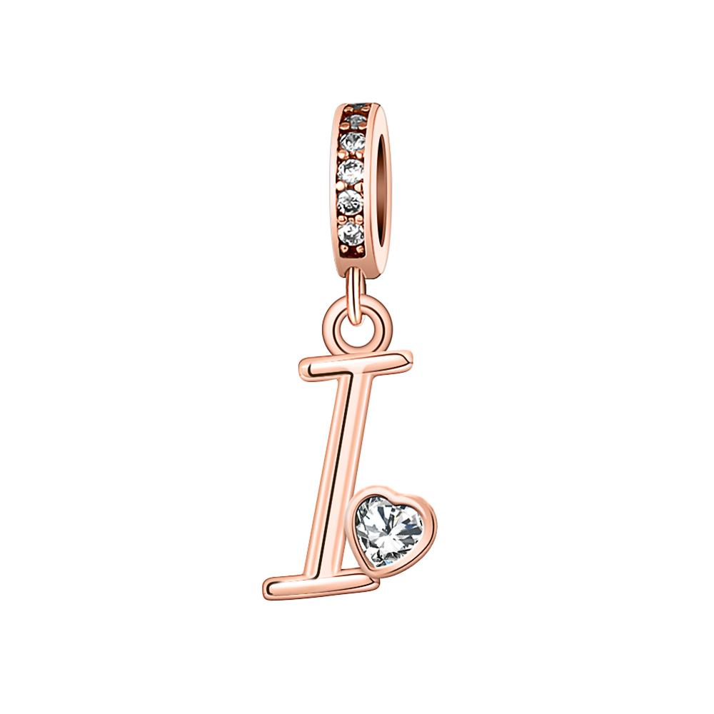 Copper A- Z Alphabet Pendants Charm Beads Do-It-Yourself Love Letter With Heart Dangle Fits European Bracelets Jewellery Gifts