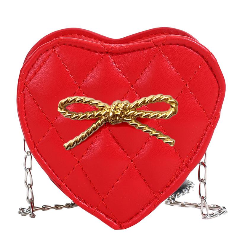 Pattern Heart Bowknot Fashion Leisure Kids Crossbody Bag Girl Cute Purse