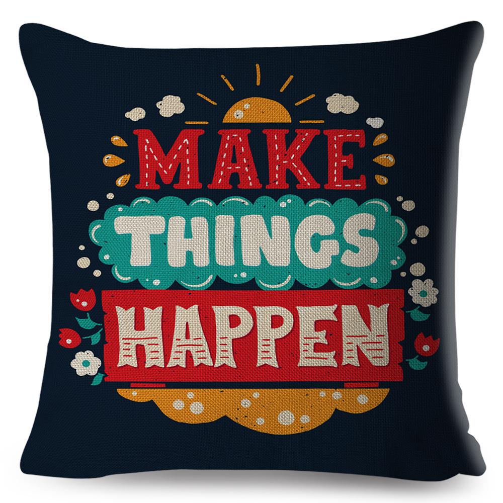 Motivational Quote Cushion Cover Inspirational Lettering Design Decorative Pillow Case Living Room Bedroom Sofa Home Decor