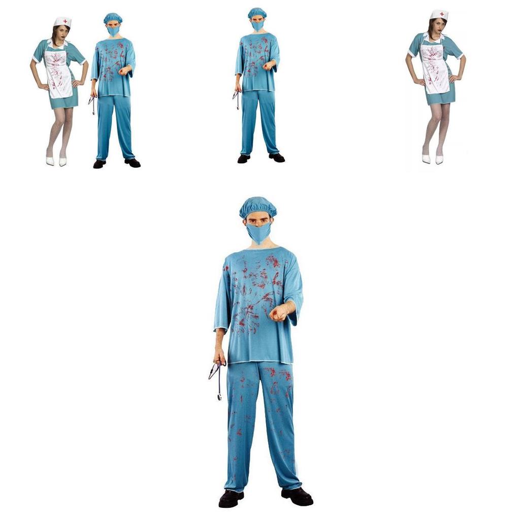 Unisex Kostium Pielęgniarki Z Plamami Krwi na Halloween Cosplay Na Straszne Imprezy