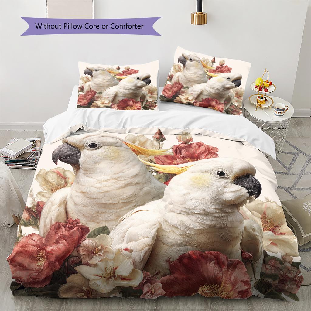 Beautiful Cockatoo Pattern Bedding Home Decoration Birthday Gift (1 * duvet cover + 2 * pillowcase, without core)