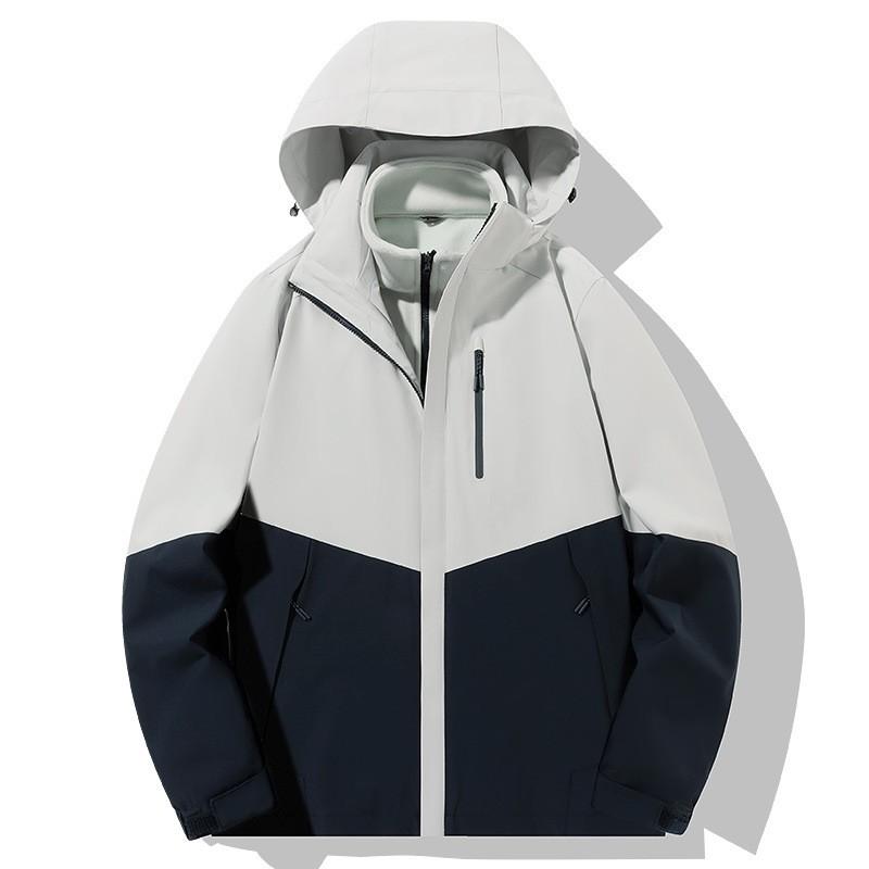 Men Women 3-in-1 Detachable Hooded Windproof Waterproof Outdoor Jacket With Fleece Liner Hiking Camping Cycling Winter