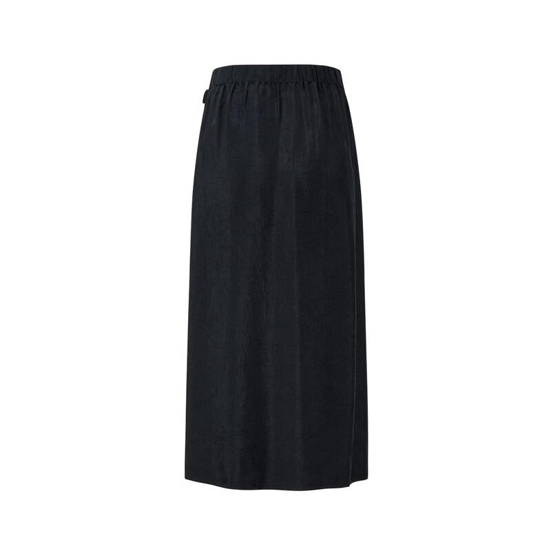 GIOVANNI VALENTINO Elegant Draped Acetate Slit Midi Skirt