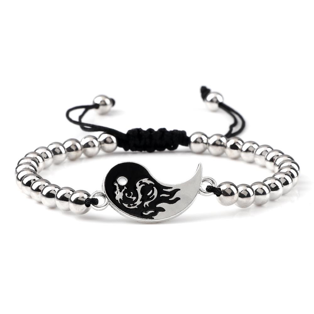 Cross-Border Dragon Yin Yang Tai Chi Friendship Bracelet with Alloy Beads Gun Black Copper Beads