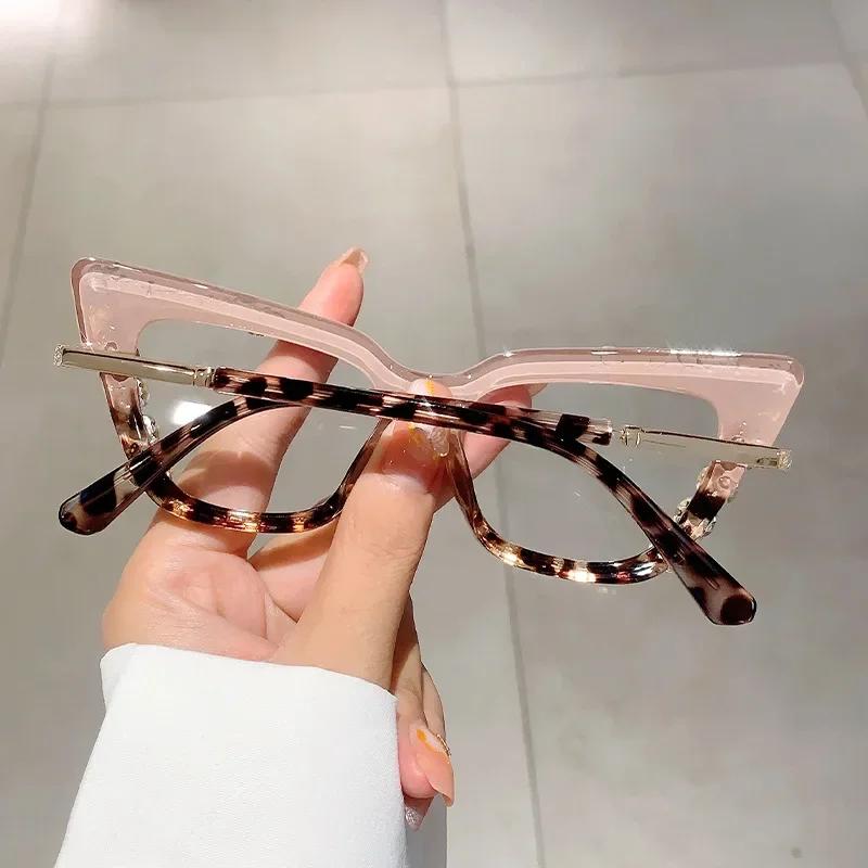 Anti Blue Light Cat Eye Glasses Trendy Leopard Thick Frame Unisex Ladies Eye Protection Fashion Eyewear