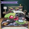 Invader Zim Pattern Bedding,Quilt Set Quilt Cover Pillowcase Home Birthday Gift(1 * duvet cover + 2 * pillowcase, without core)_lx