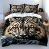 Realistic Starry Snow Leopard Animal print Bedding Set 3pcsSoft Skin-Friendly Bedding Set Includes 1 Duvet Cover 2 Pillowcase