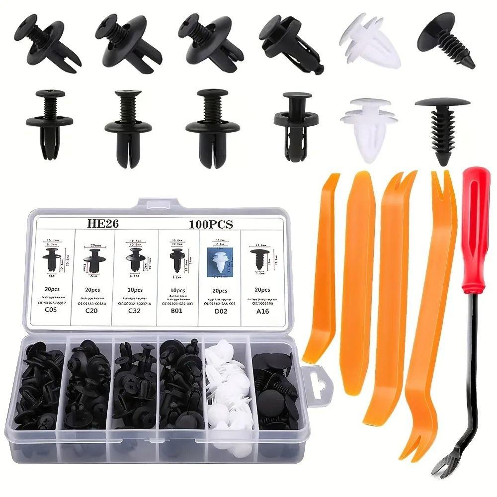 100PCS/Set Universal Fastener Removal Tools 6 Sizes Fasteners Push Retainer Kit Auto Repair