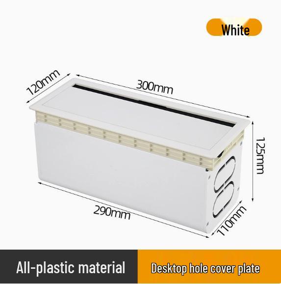 Dustproof Aluminum Cable Management Box: Flip-Top Desk Wire Cover Plate with Brush
