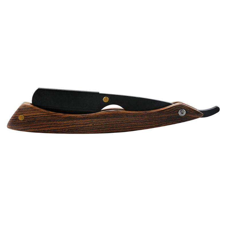 Vintage Manual Shaving Razor Wood Handle Straight Edge Barber Shaver for Men