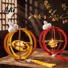 Lantern with Rabbit DIY Kit for Mid-Autumn Festival, Hollow Wooden Rotating Ring Hand Painted Lanterns Rabbit, Handmade LED Candle Toy Tassels