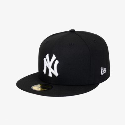 New Era New York Yankees Základní přiléhavá čepice Černá Bílá 11591127