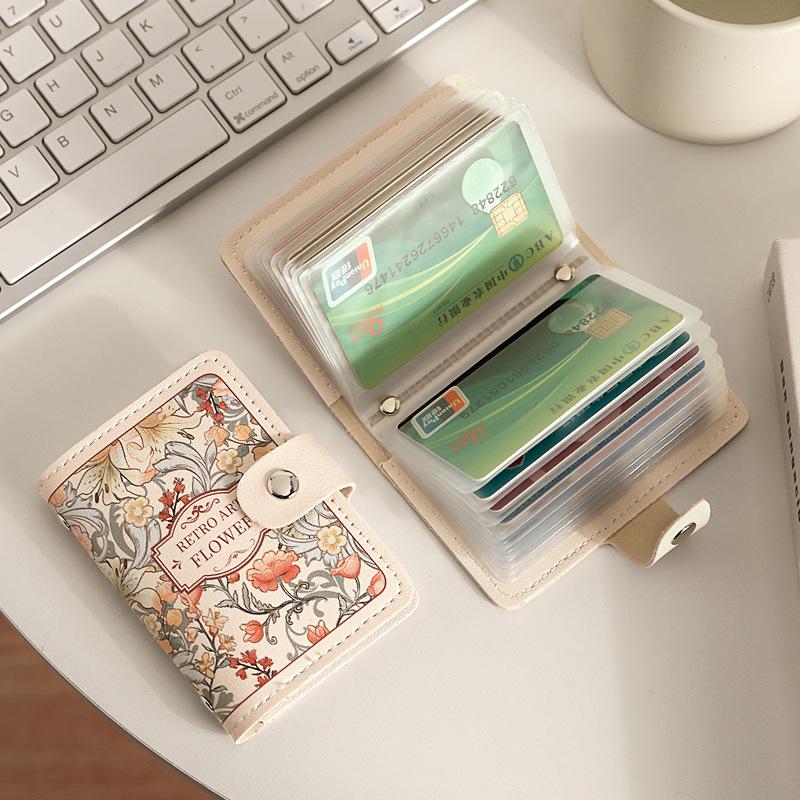 2024 Women's Floral Multi-Slot ID & Bank Card Holder - Retro Oil Painting Design, Large Capacity