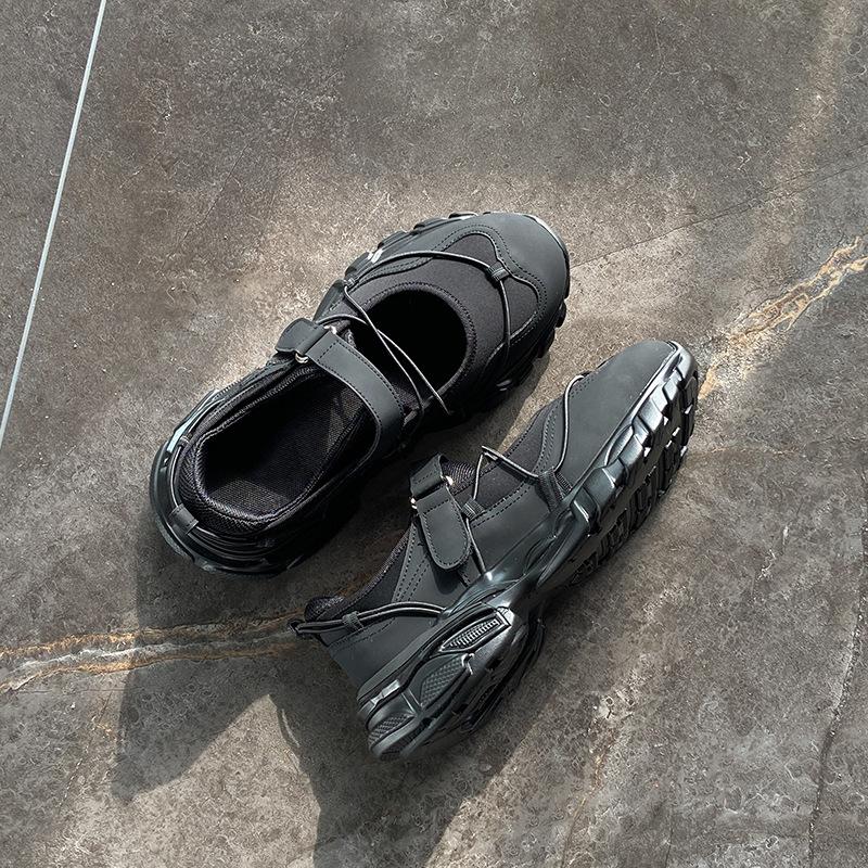 

Дондэмун корейские спортивные туфли-маффины на липучке женские на толстой подошве, уменьшающие возраст, девичьи туфли Мэри Джейн 40 чёрный