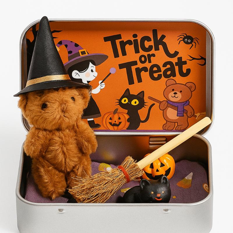 

Creative Halloween Surprise Box Party Gift With Pre-Installed Pocket Bear Broom Pumpkin Candy Filling Toy Gift Box Set For Kids коричневый