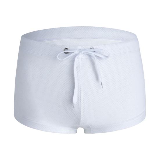 

Літні чоловічі шорти для плавання з низькою посадкою Однотонні пляжні обтягуючі плавки із зав’язкою на талії Купальник Спортивні шорти для серфінгу Плавки L білий